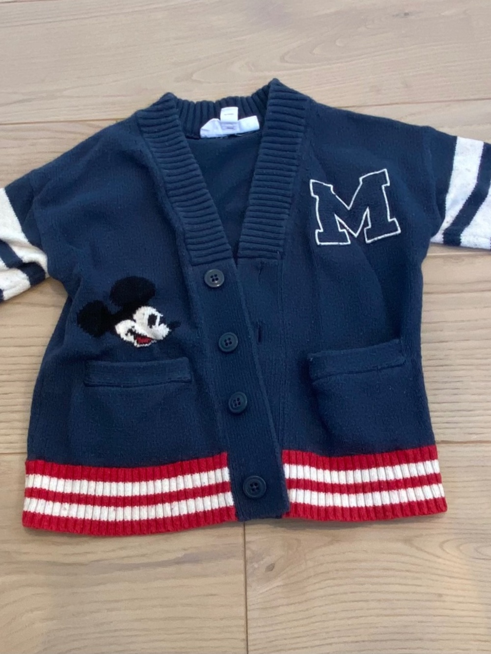 Baby GAP Disney Mickey Mouse Cardigan Size 2T Blue Long Sleeve